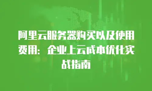 阿里云服务器购买以及使用费用：企业上云成本优化实战指南