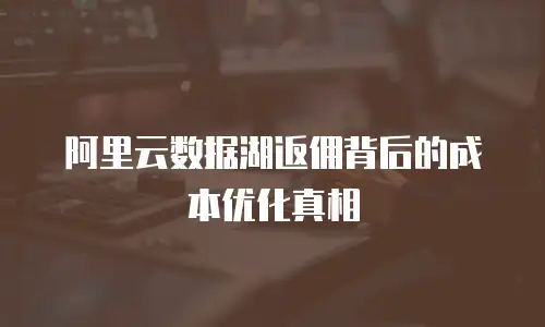 阿里云数据湖返佣背后的成本优化真相