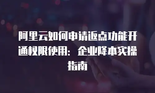 阿里云如何申请返点功能开通权限使用：企业降本实操指南