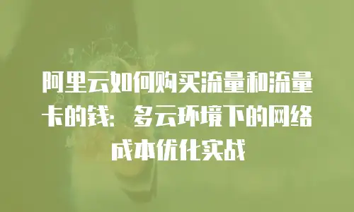 阿里云如何购买流量和流量卡的钱：多云环境下的网络成本优化实战