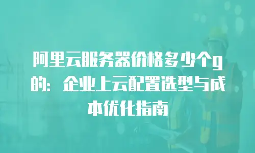 阿里云服务器价格多少个g的：企业上云配置选型与成本优化指南