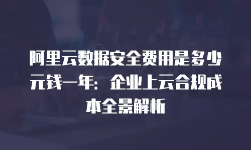 阿里云数据安全费用是多少元钱一年：企业上云合规成本全景解析