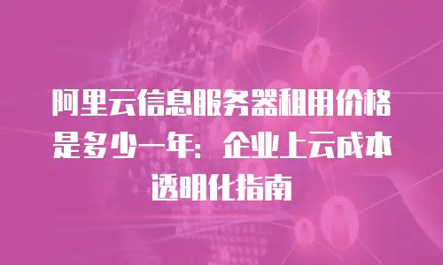 阿里云信息服务器租用价格是多少一年：企业上云成本透明化指南