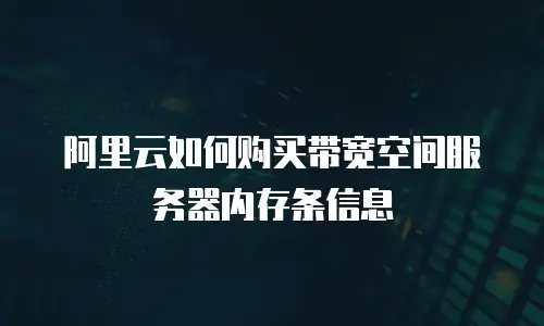 阿里云如何购买带宽空间服务器内存条信息