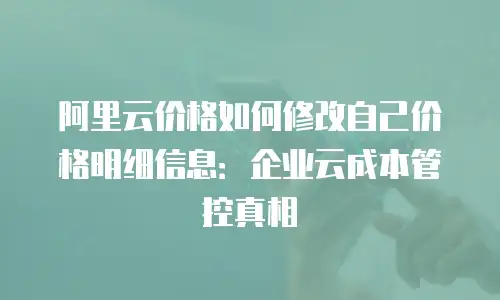 阿里云价格如何修改自己价格明细信息：企业云成本管控真相