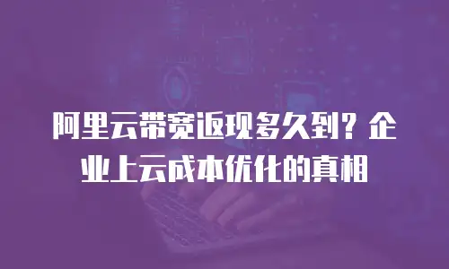 阿里云带宽返现多久到？企业上云成本优化的真相