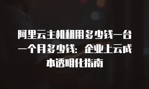 阿里云主机租用多少钱一台一个月多少钱：企业上云成本透明化指南