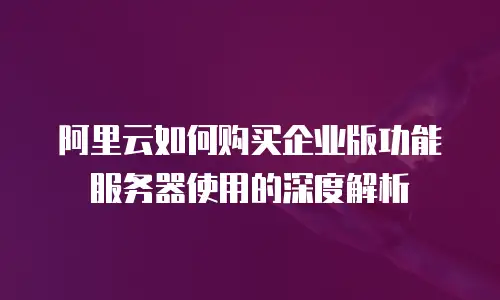 阿里云如何购买企业版功能服务器使用的深度解析