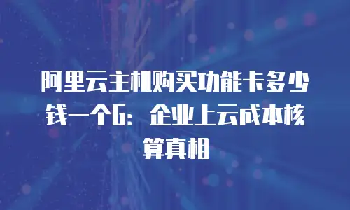 阿里云主机购买功能卡多少钱一个G：企业上云成本核算真相