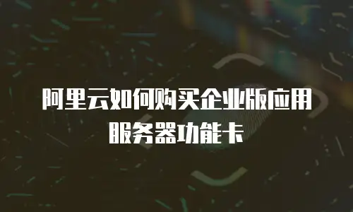 阿里云如何购买企业版应用服务器功能卡