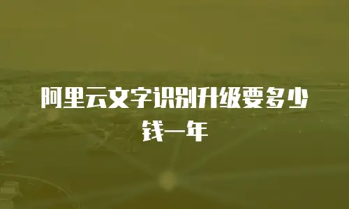 阿里云文字识别升级要多少钱一年