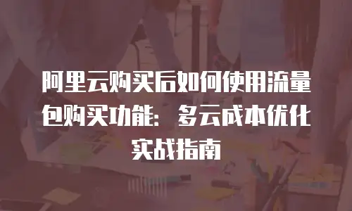 阿里云购买后如何使用流量包购买功能：多云成本优化实战指南