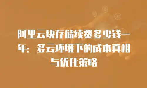 阿里云块存储续费多少钱一年：多云环境下的成本真相与优化策略