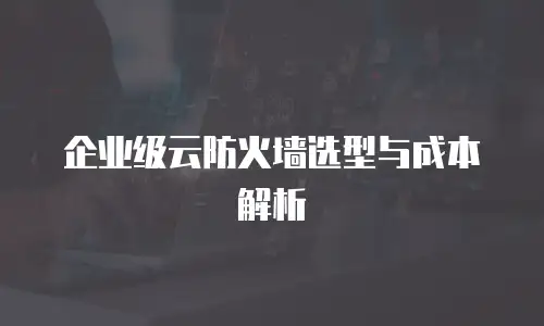企业级云防火墙选型与成本解析