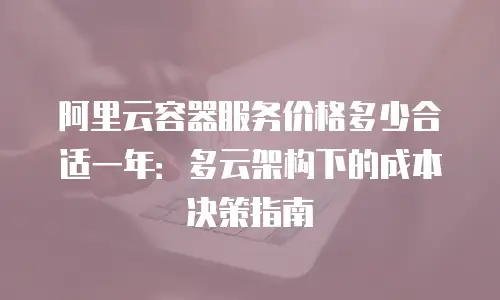 阿里云容器服务价格多少合适一年：多云架构下的成本决策指南