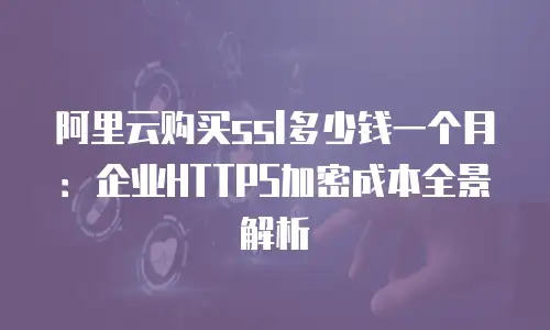 阿里云购买ssl多少钱一个月：企业HTTPS加密成本全景解析