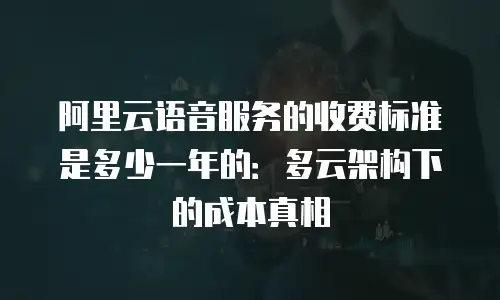 阿里云语音服务的收费标准是多少一年的：多云架构下的成本真相