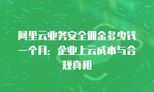 阿里云业务安全佣金多少钱一个月：企业上云成本与合规真相