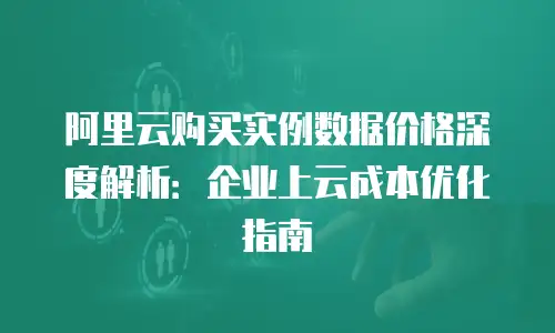阿里云购买实例数据价格深度解析：企业上云成本优化指南
