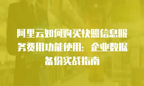 阿里云如何购买快照信息服务费用功能使用：企业数据备份实战指南