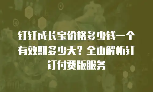 钉钉成长宝价格多少钱一个有效期多少天？全面解析钉钉付费版服务