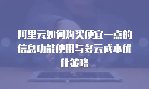 阿里云如何购买便宜一点的信息功能使用与多云成本优化策略