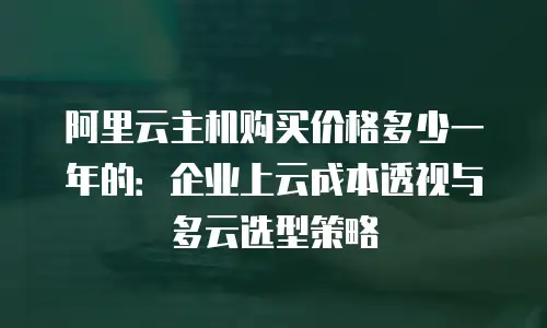 阿里云主机购买价格多少一年的：企业上云成本透视与多云选型策略