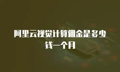 阿里云视觉计算佣金是多少钱一个月