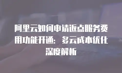 阿里云如何申请返点服务费用功能开通：多云成本优化深度解析