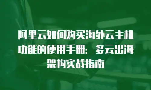 阿里云如何购买海外云主机功能的使用手册：多云出海架构实战指南