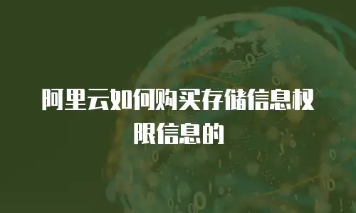 阿里云如何购买存储信息权限信息的