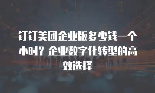 钉钉美团企业版多少钱一个小时？企业数字化转型的高效选择