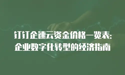 钉钉企速云资金价格一览表：企业数字化转型的经济指南