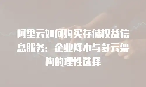 阿里云如何购买存储权益信息服务：企业降本与多云架构的理性选择