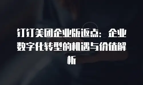 钉钉美团企业版返点：企业数字化转型的机遇与价值解析