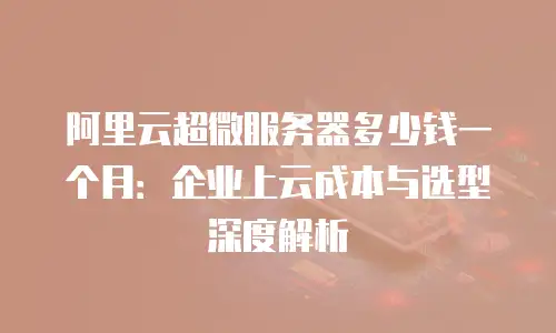 阿里云超微服务器多少钱一个月：企业上云成本与选型深度解析