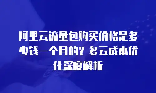 阿里云流量包购买价格是多少钱一个月的？多云成本优化深度解析