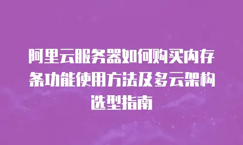 阿里云服务器如何购买内存条功能使用方法及多云架构选型指南