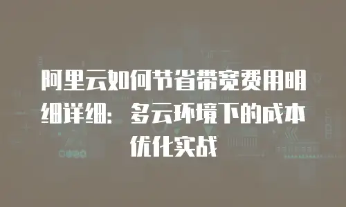 阿里云如何节省带宽费用明细详细：多云环境下的成本优化实战