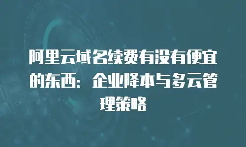 阿里云域名续费有没有便宜的东西：企业降本与多云管理策略