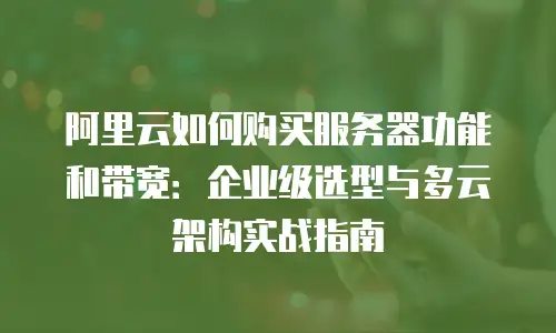 阿里云如何购买服务器功能和带宽：企业级选型与多云架构实战指南