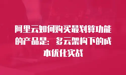 阿里云如何购买最划算功能的产品是：多云架构下的成本优化实战