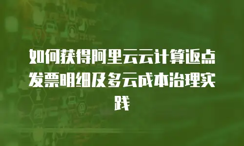 如何获得阿里云云计算返点发票明细及多云成本治理实践