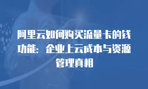 阿里云如何购买流量卡的钱功能：企业上云成本与资源管理真相