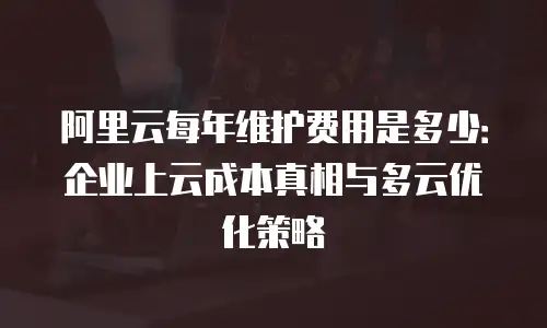 阿里云每年维护费用是多少：企业上云成本真相与多云优化策略