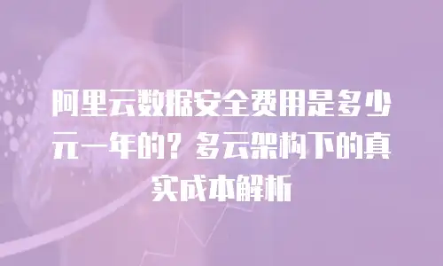 阿里云数据安全费用是多少元一年的？多云架构下的真实成本解析