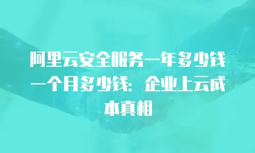 阿里云安全服务一年多少钱一个月多少钱：企业上云成本真相