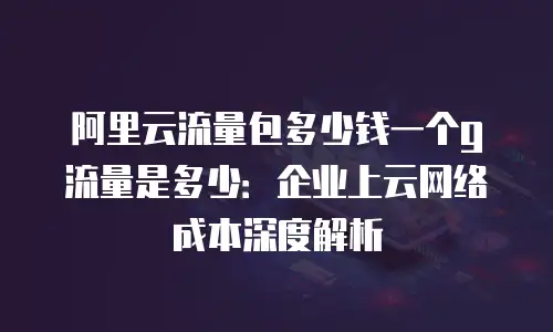 阿里云流量包多少钱一个g流量是多少：企业上云网络成本深度解析