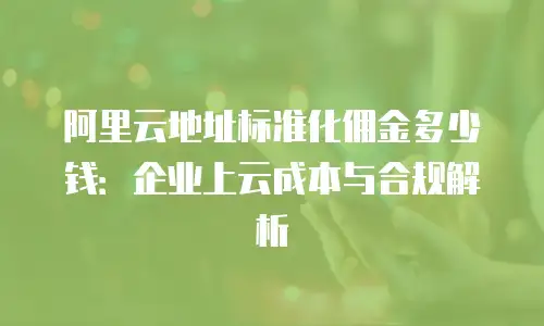 阿里云地址标准化佣金多少钱：企业上云成本与合规解析