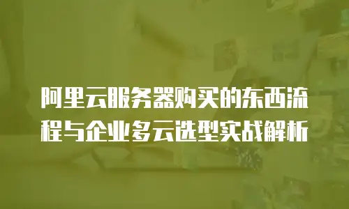 阿里云服务器购买的东西流程与企业多云选型实战解析